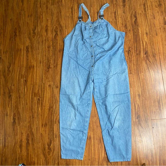 Vintage Women's Light Blue Denim Relaxed Fit Overall Pants Size XL Retro Casual - Picture 1 of 16